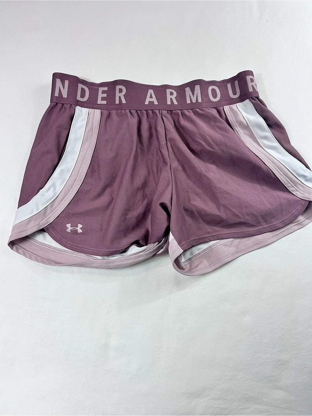 Under Armour UA Tech Play Up Shorts Purple & White Medium heat gead